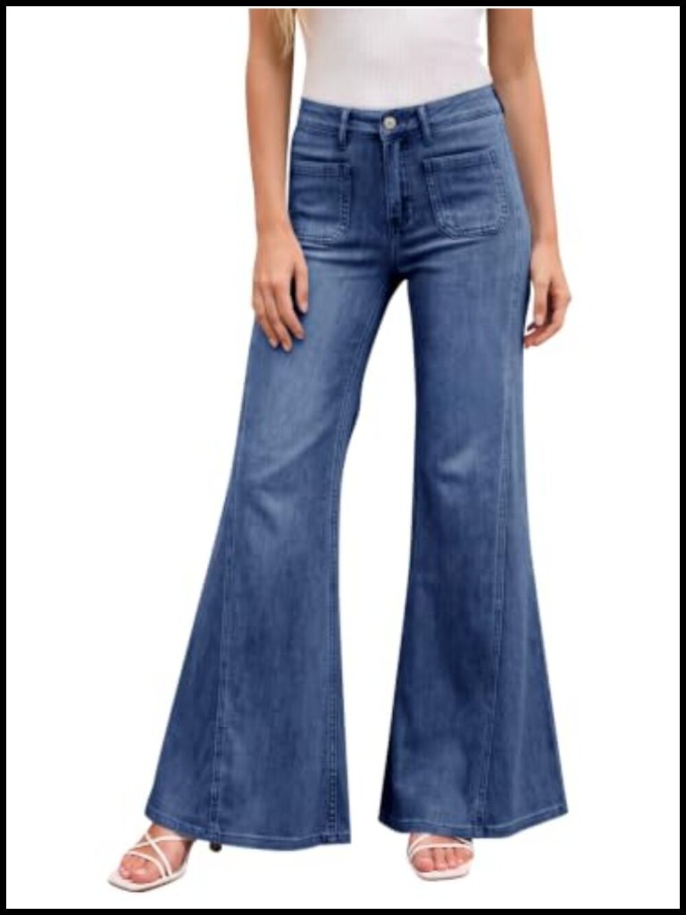 High Waisted Flare Jeans Bell Bottom Denim Pants Retro